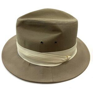 Vintage Borsalino USA Fedora Hat Size XL ACTWU Union Made 1970s Canvas Khaki